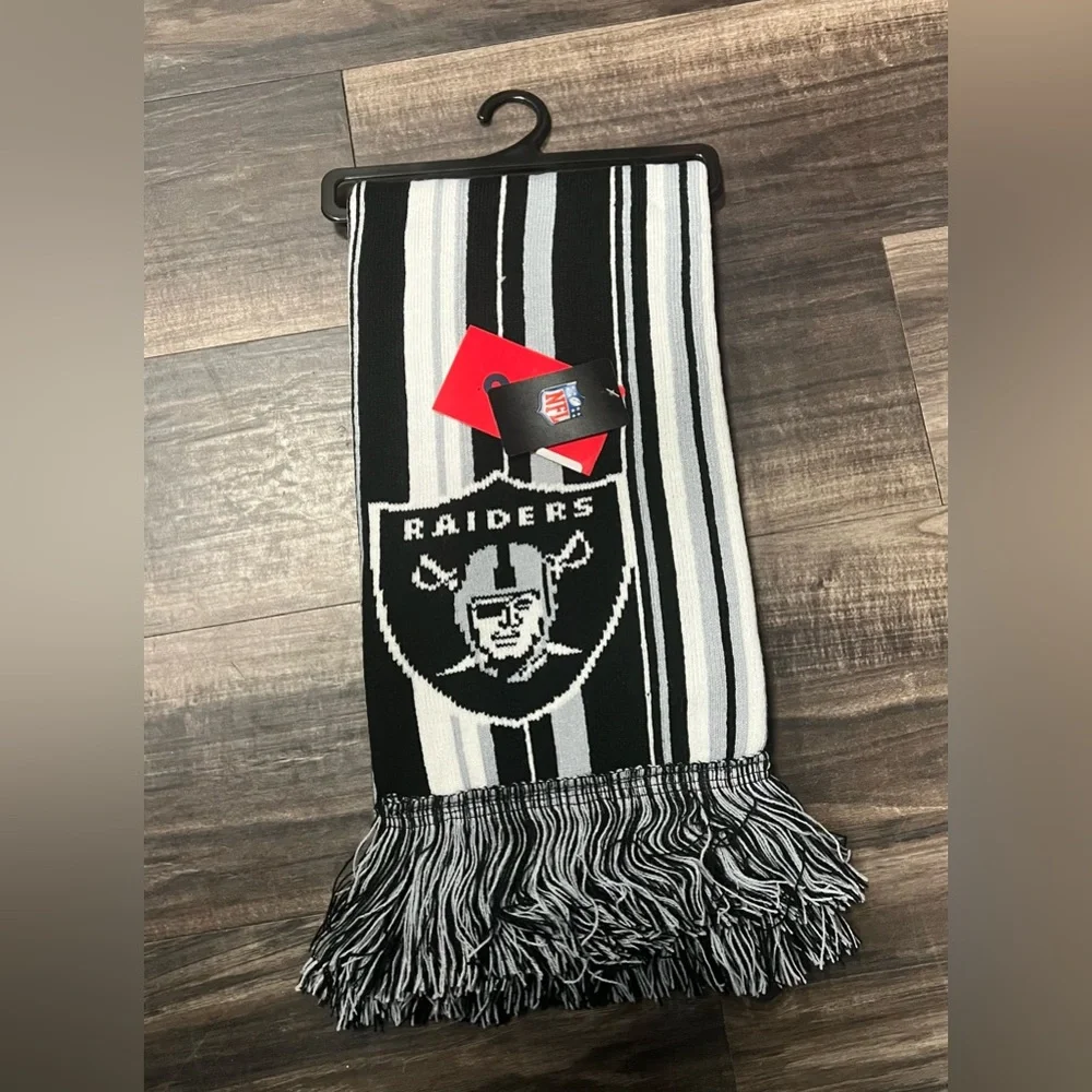 authentic Raiders Black and White Striped Scarf